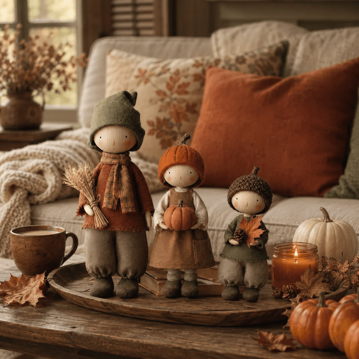 🍁Set of 3 Rustic Autumn Harvest Dolls