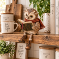 🦉 Reading Owl Figurine – Adorable Book Lover Decor with Glasses & Dangling Boots