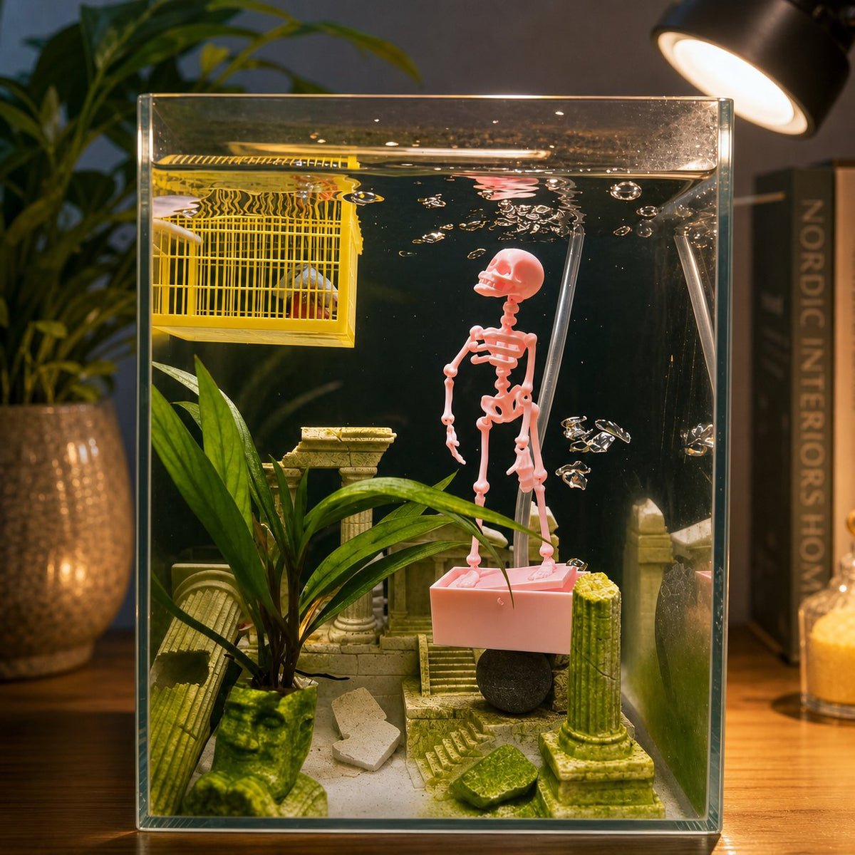 💀 Décoration d'aquarium « Squelette dansant » – Squelette de pirate · Décoration d'aquarium amusante ✨