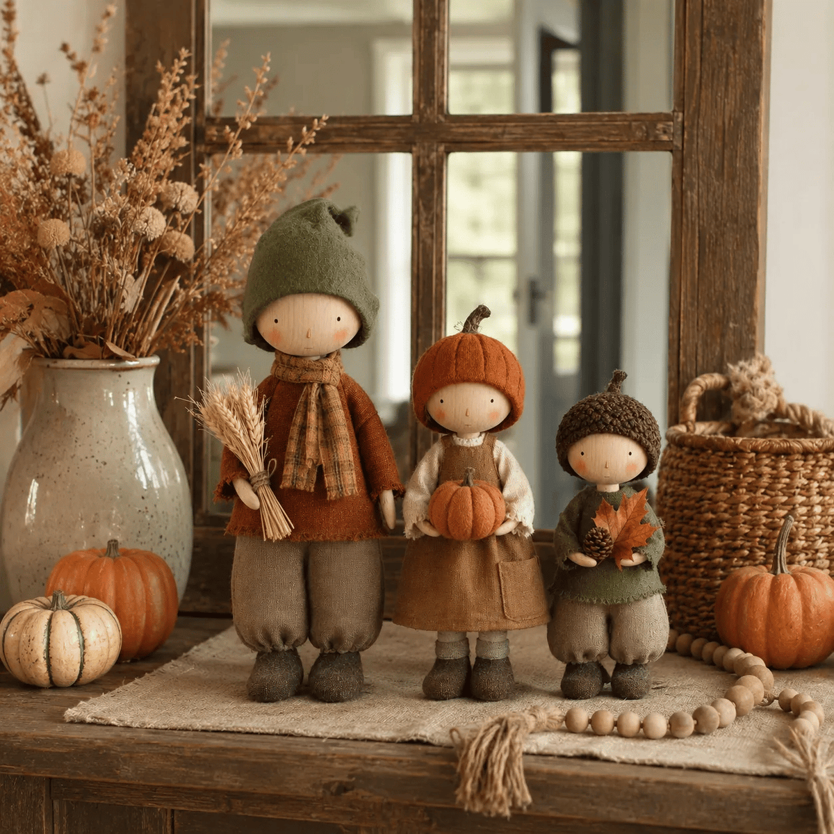 🍁Set of 3 Rustic Autumn Harvest Dolls