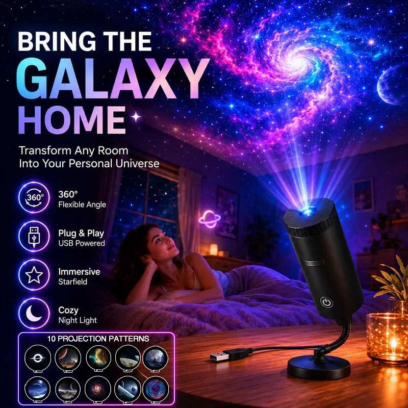 🎅🌌 Plug-and-Play HD Christmas Projector – 6 or 10 festive scenes