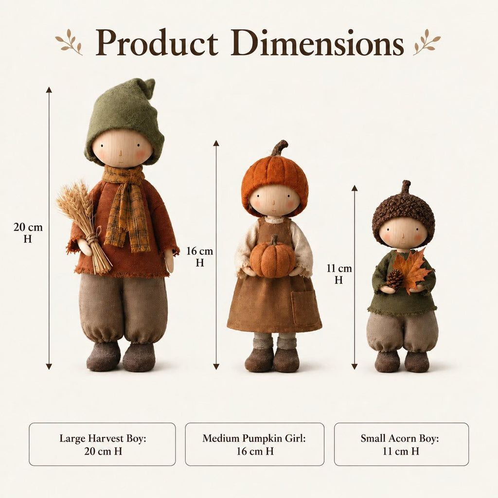 🍁Set of 3 Rustic Autumn Harvest Dolls