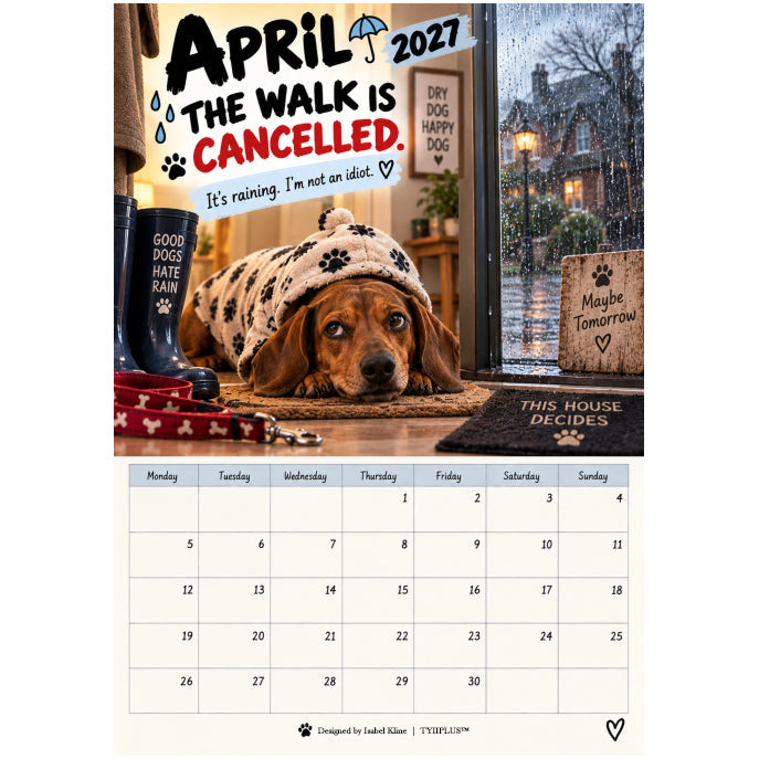 TYIIPLUS™ 2027 Funny Dachshund Wall Calendar – Sarcastic Sausage Dog Calendar, A4 Monthly Dog Lover Gift
