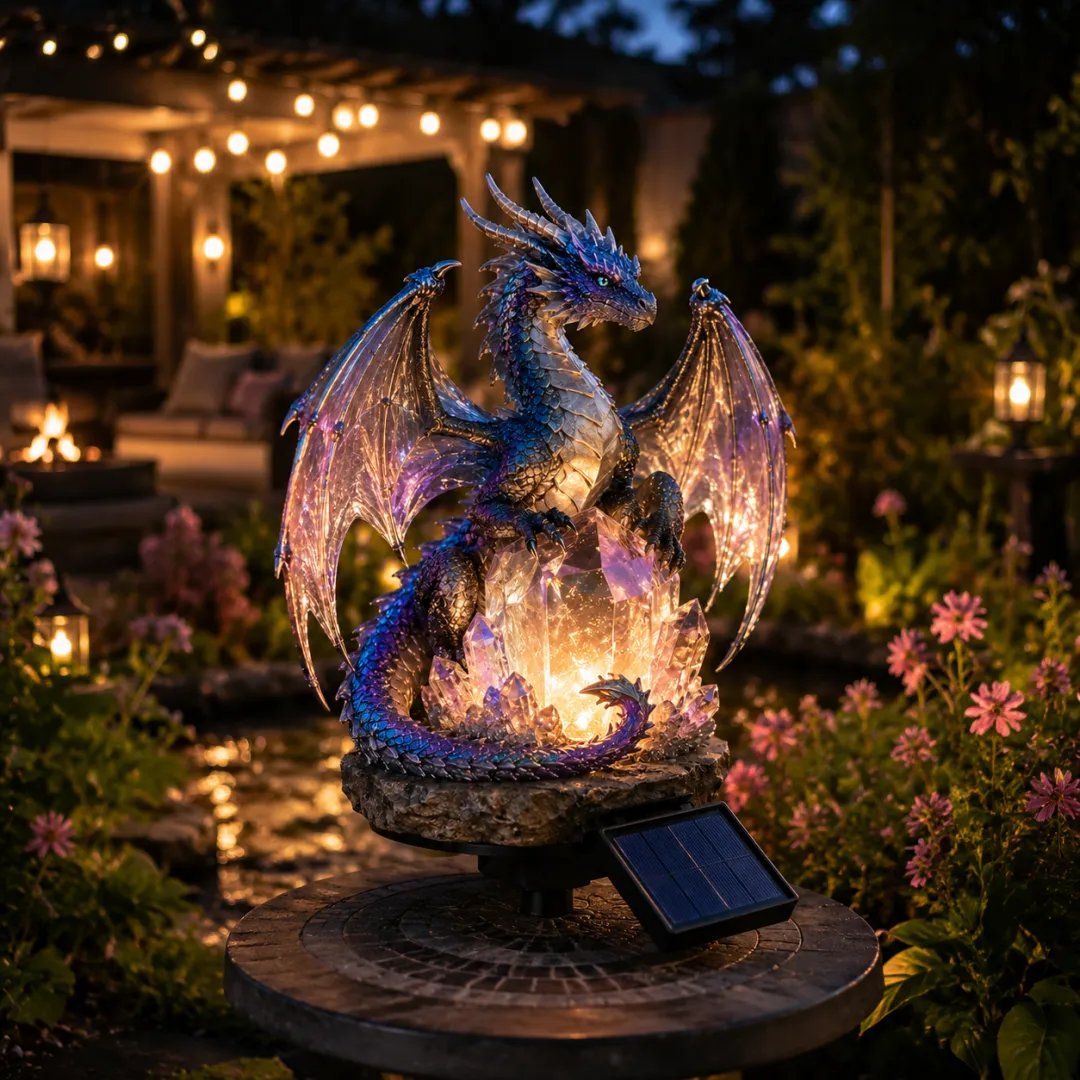 Solar Dragon Crystal Garden Light – Glowing Outdoor Fantasy Decoration with Solar Panel
