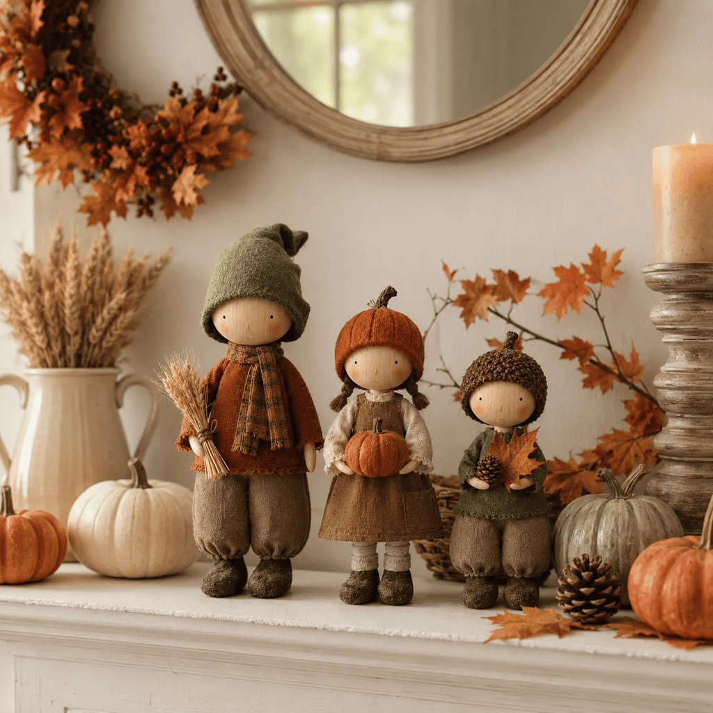 🍁Set of 3 Rustic Autumn Harvest Dolls
