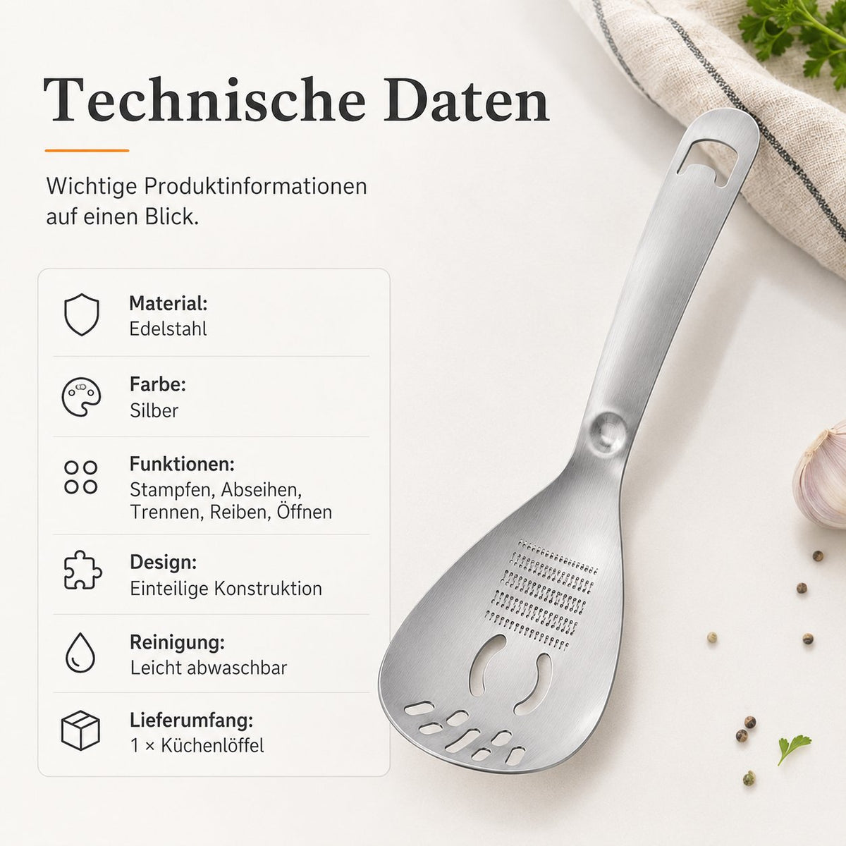 🥄 Multifunctional Stainless Steel Kitchen Spoon