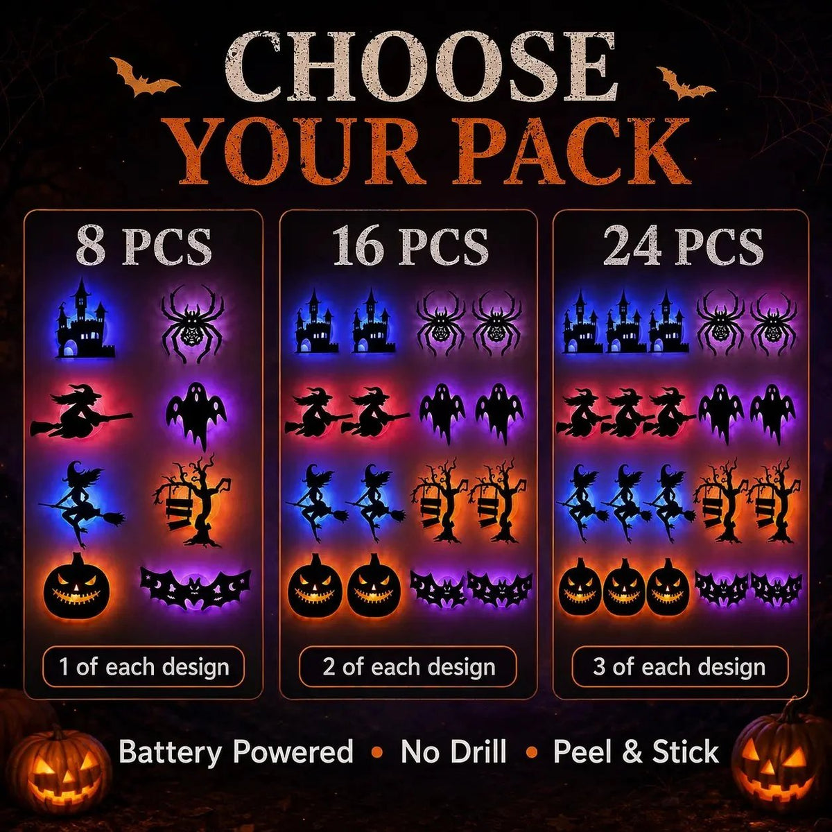 🥳 2026 SPECIAL 🥳💞 Over 50,000 sold! LED Halloween wall stickers—battery-operated, self-adhesive light-up decorations.