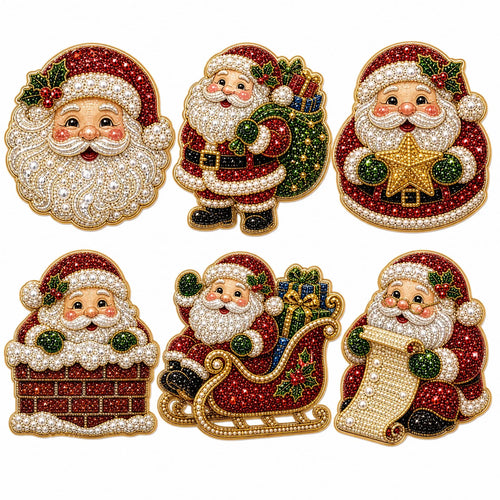 6 Pcs Christmas DIY Pearls Diamond Painting Fridge Magnets