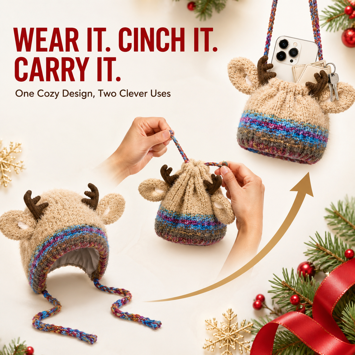 ❄️🎄Original design Festive Christmas Antler Hat🎊🌟