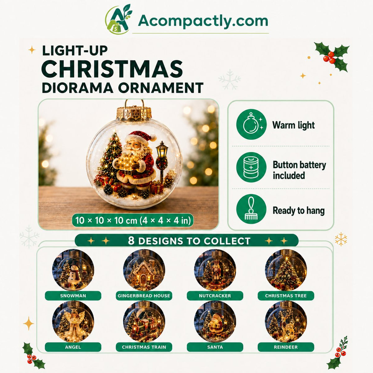 🎄 Light-Up Christmas Diorama Ornament 🔥