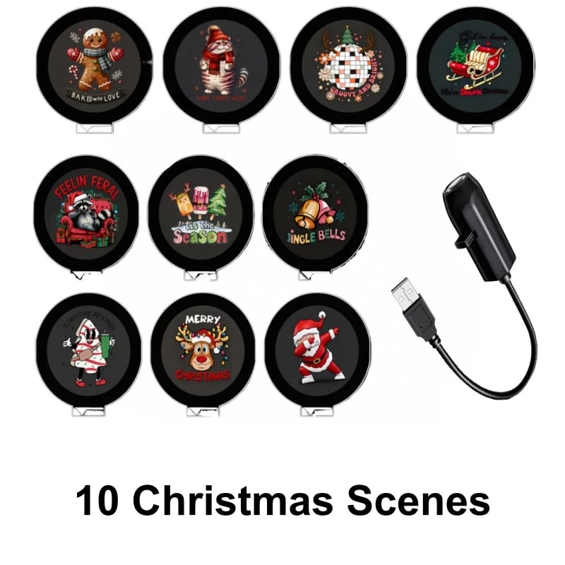 🎅🌌 Plug-and-Play HD Christmas Projector – 6 or 10 festive scenes